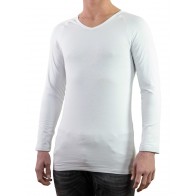 Long Sleeve Shirt-Silver V-neck