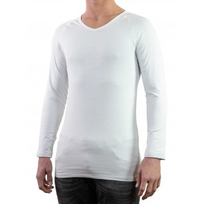 Long Sleeve Shirt-Silver V-neck